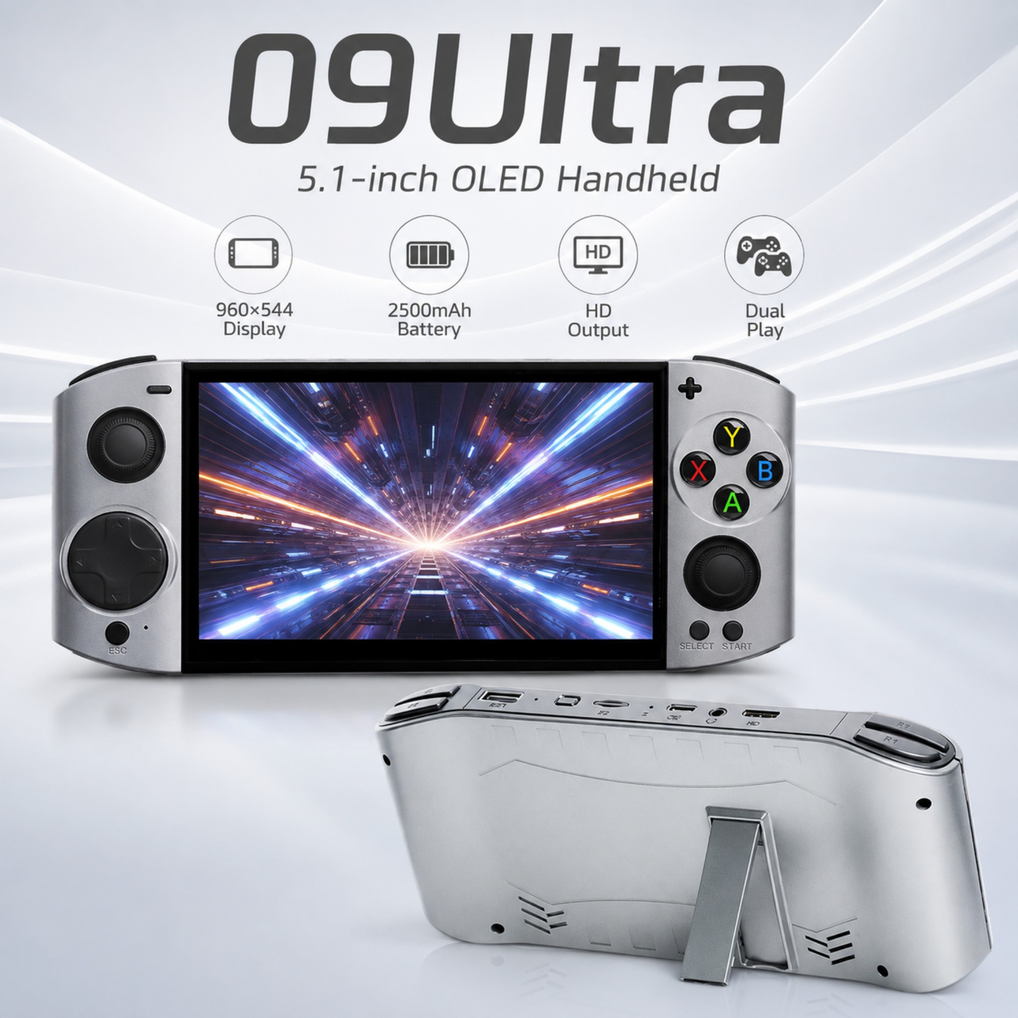 Retro Gaming Os - 09 Ultra 5.1-дюймовая OLED-портативная игровая консоль
