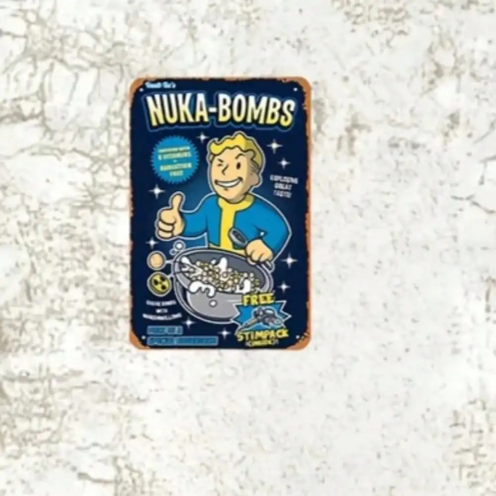Retro Gaming Vault - Металлическая табличка Vault-Tec Nuka-Bombs - Декоративная